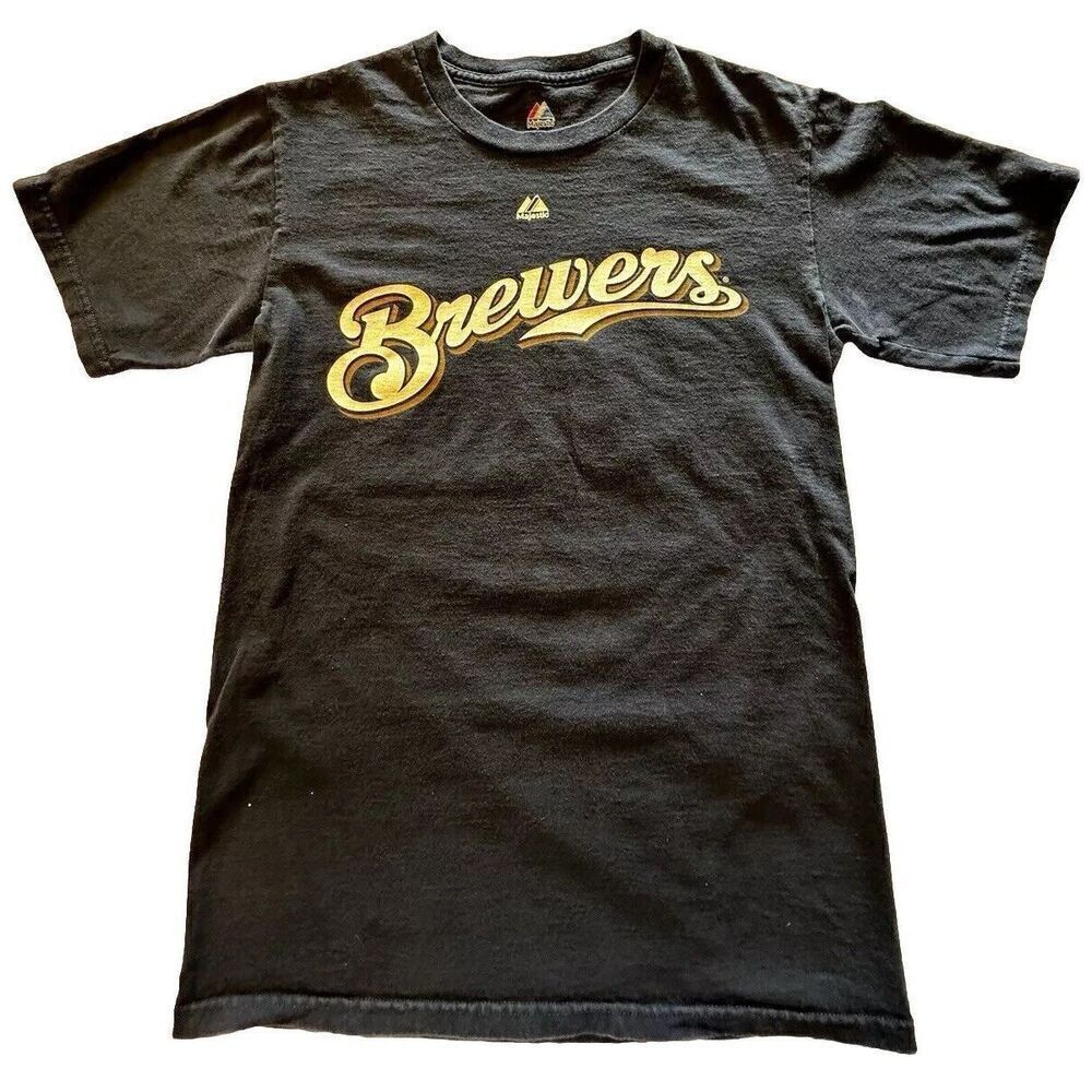 VINTAGE MLB Brewers WEEKS 8 Majestic NAVY BLUE Size Small Men? Boys? See Desc